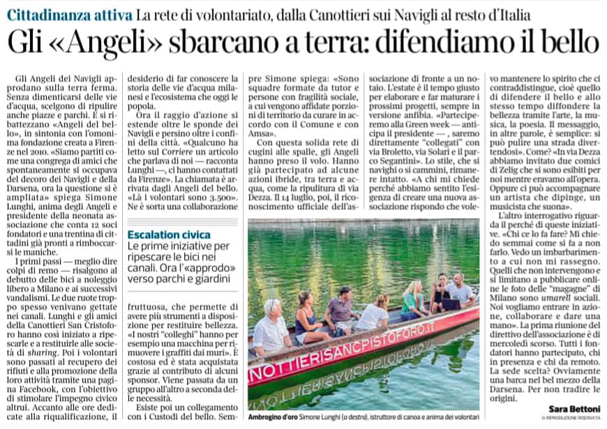 Articolo sul Corriere Della Sera (6 Agosto 2022)